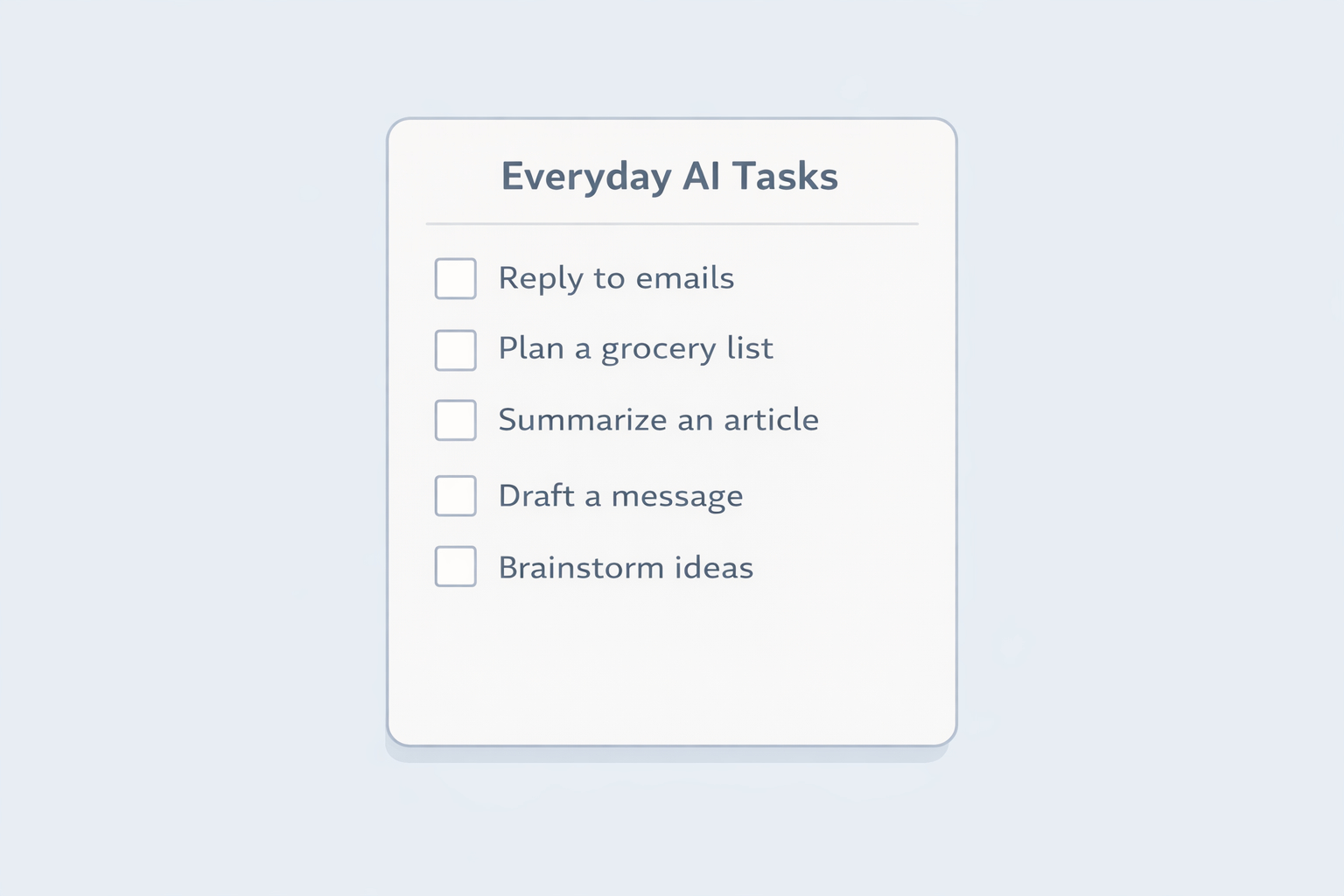 Checklist of everyday tasks with simple icons on a light background
