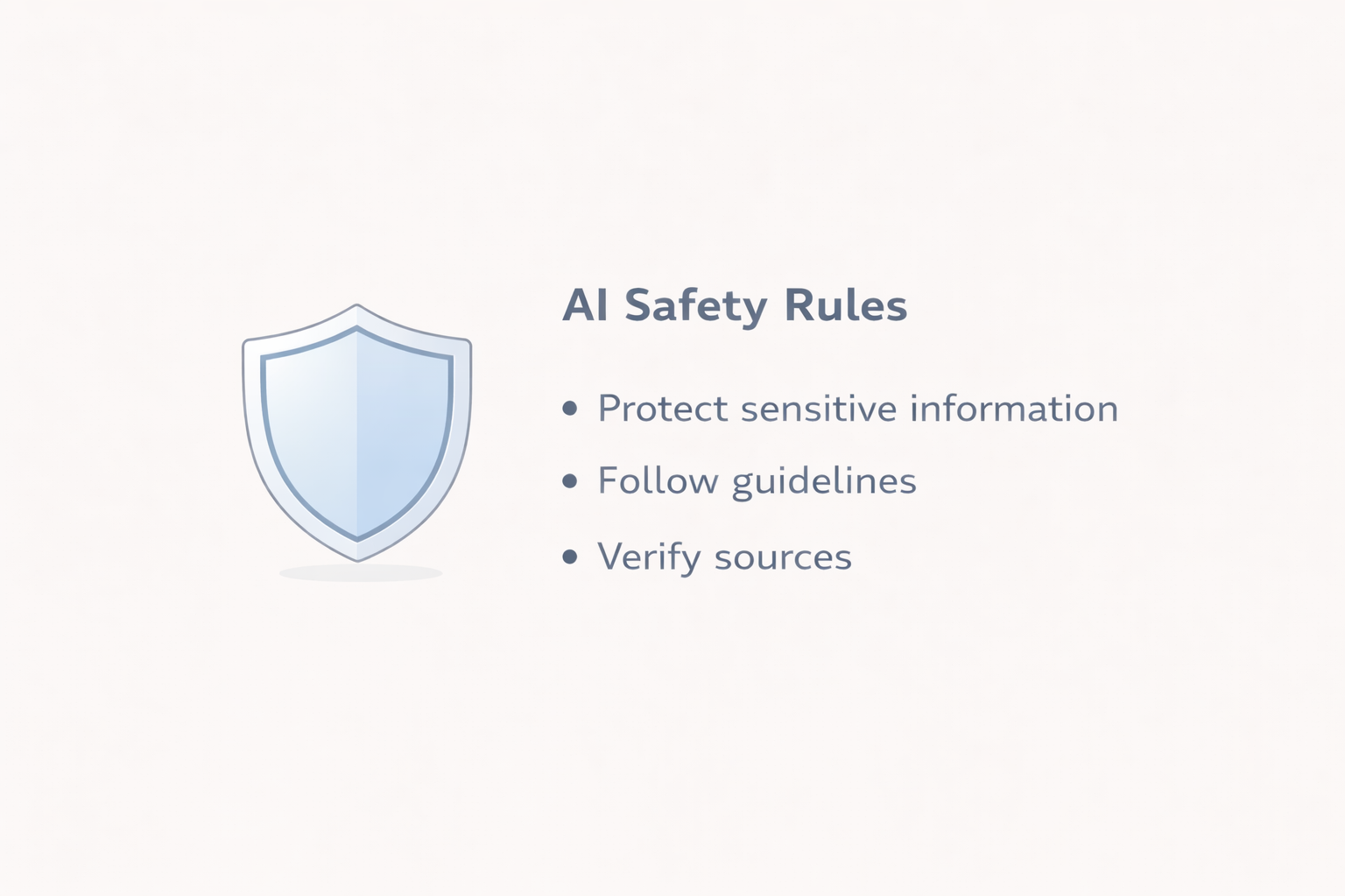 Simple shield icon next to a short list labeled AI safety rules